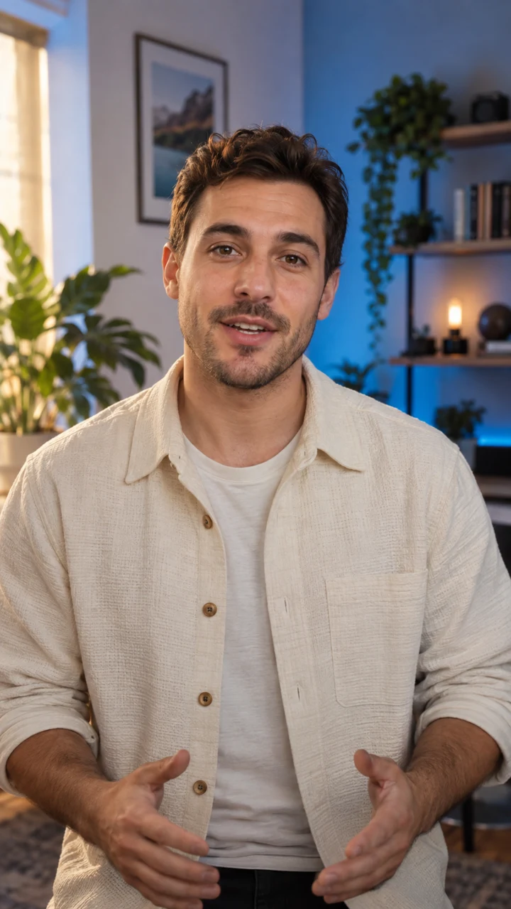 Example creator telling a story in his home studio